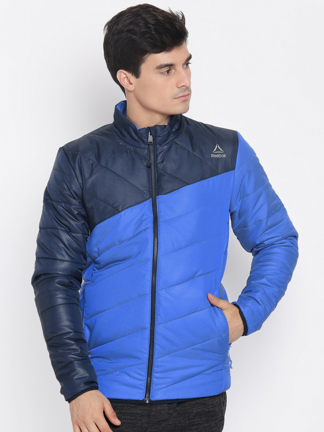 Buy Reebok Men Blue Colourblocked Padded Jacket Jackets for Men
