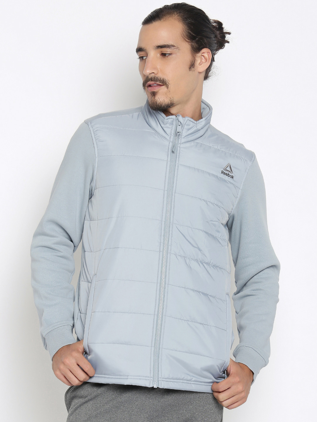 Buy Reebok Men Grey Solid Padded Jacket Jackets for Men 2036439 Myntra