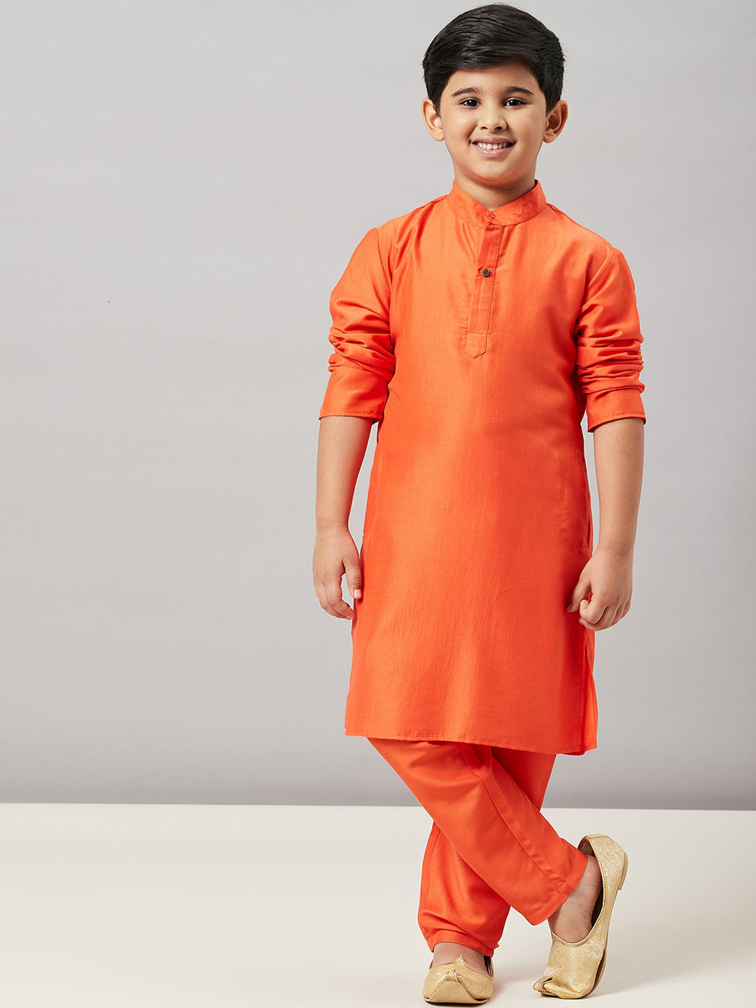 Boy Parrot Kurta Salwar Set- Orange main image 1
