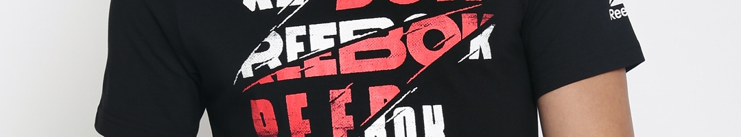 Buy Reebok Men Black Printed Round Neck FITNESS GRAPHIC T Shirt ...