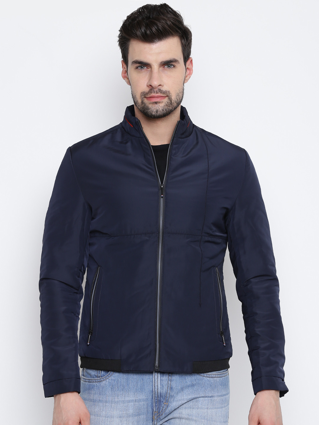 Buy Fort Collins Men Navy Blue Solid Tailored Jacket Jackets for Men