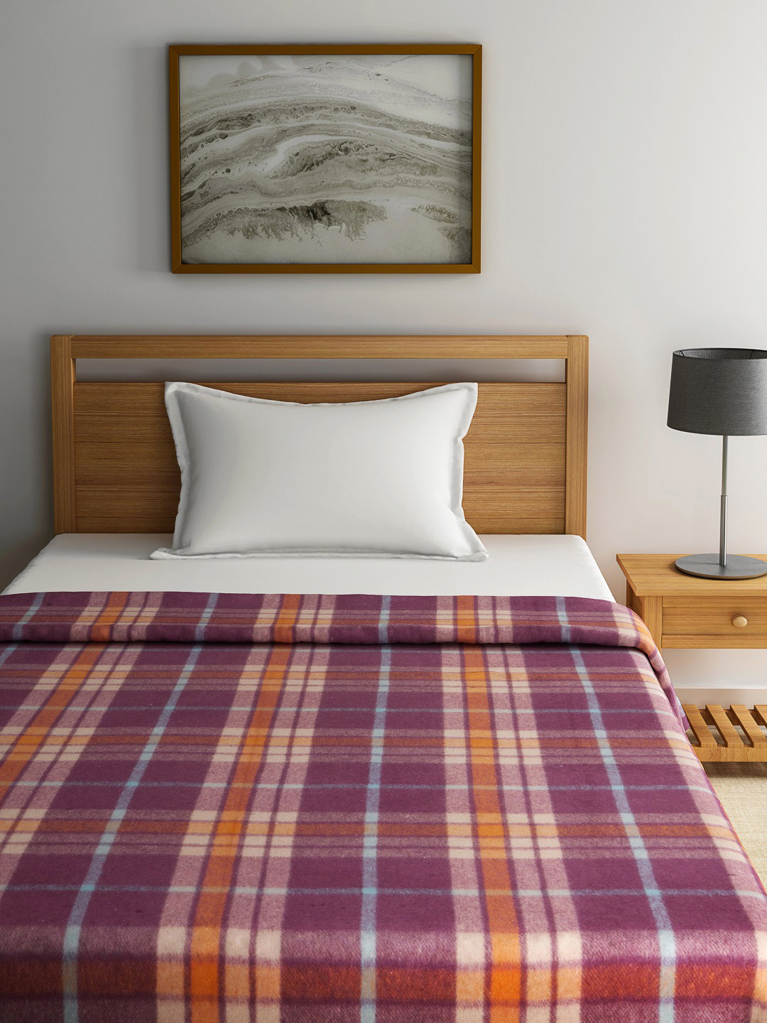 Buy Raymond Home Purple Checked Heavy Winters Single Blanket Blankets