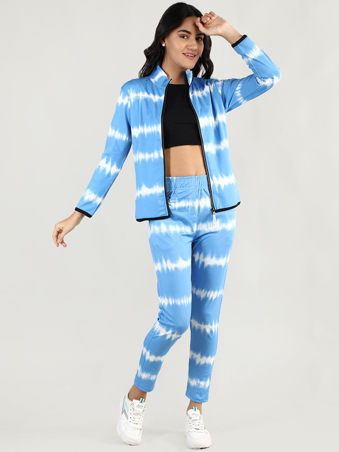 Buy CHKOKKO Women Blue Printed Tracksuits Tracksuits for Women