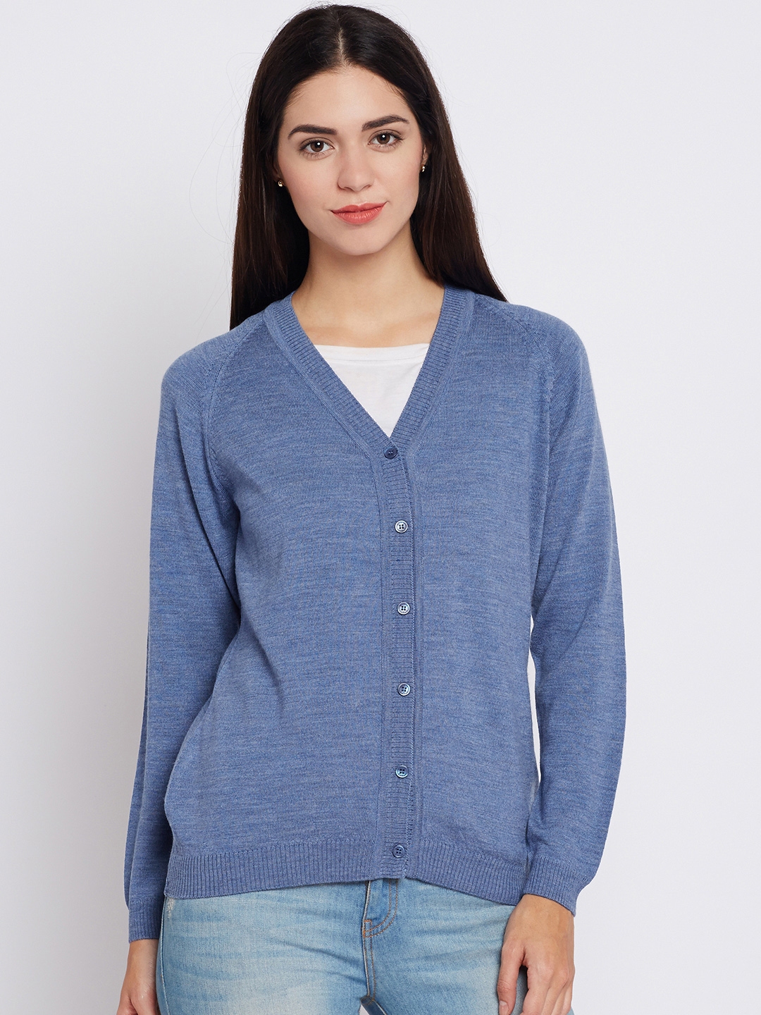 Buy Monte Carlo Women Blue Woollen Solid Cardigan - Sweaters for Women ...