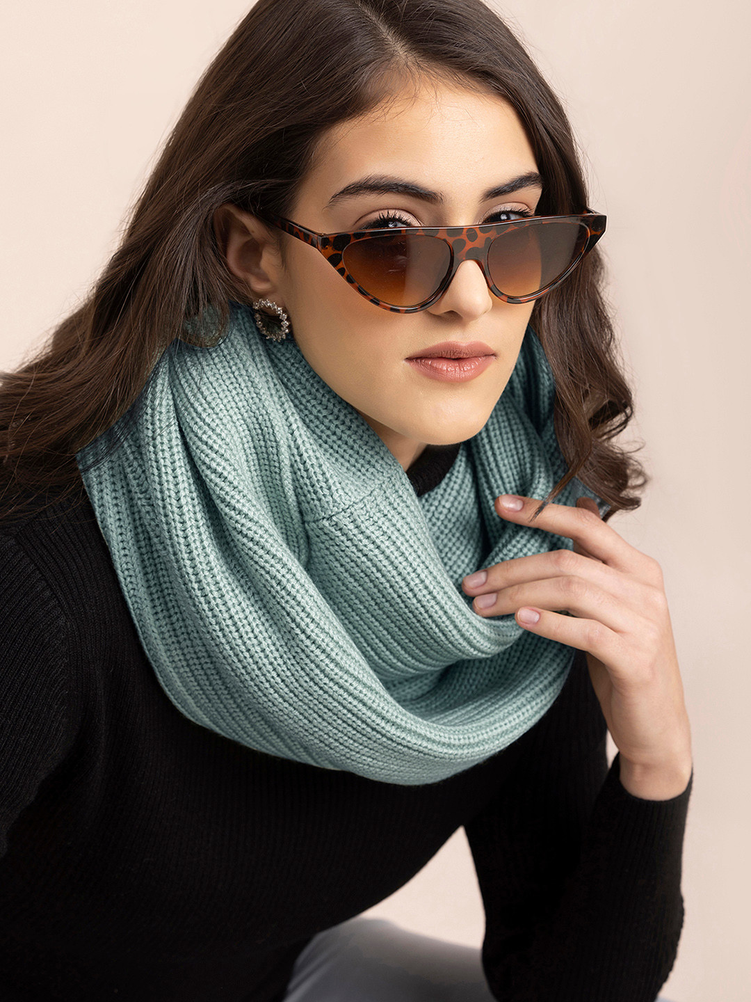 Buy FableStreet Women Green Textured Mufflers Mufflers for Women