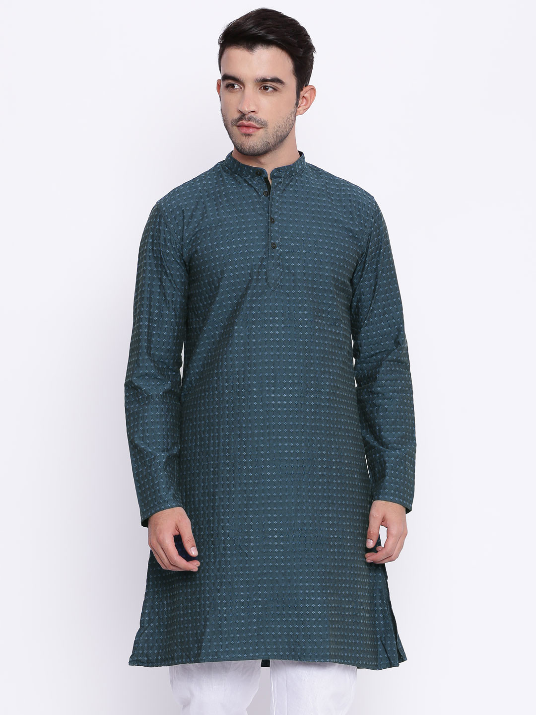 Buy British Club Men Blue Woven Design Straight Kurta Kurtas for Men