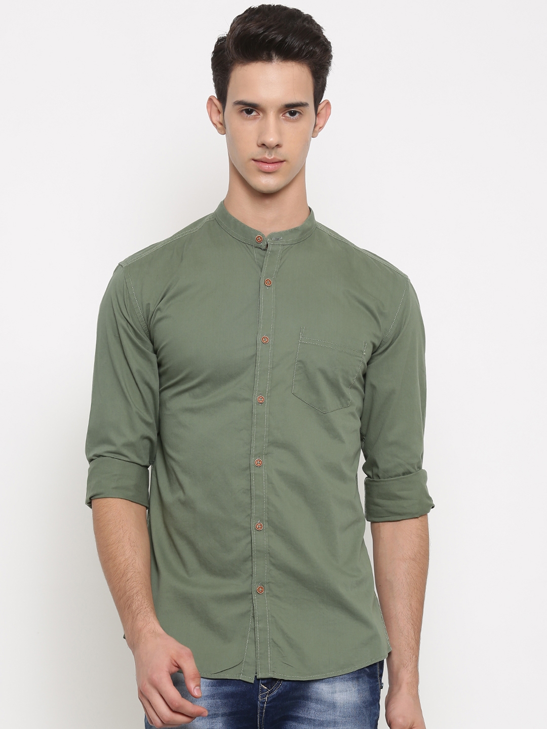 Buy Nature Casuals Men Green Slim Fit Solid Casual Shirt - Shirts for ...