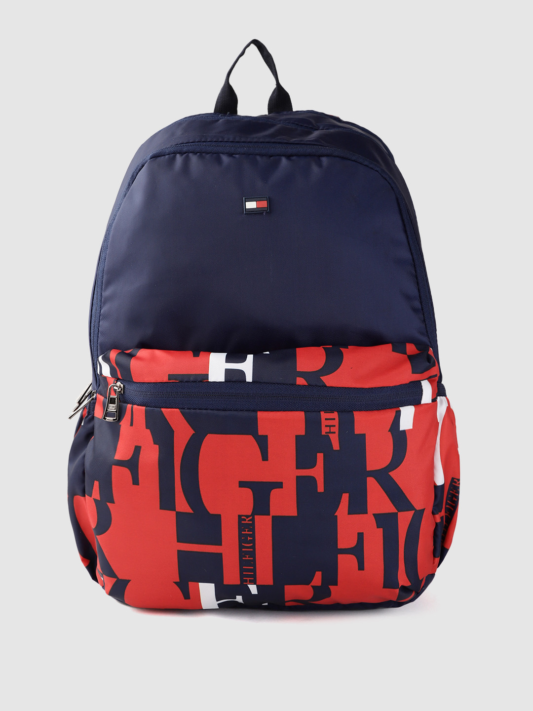 Buy Tommy Hilfiger Unisex Navy Blue & Red Typography Backpack