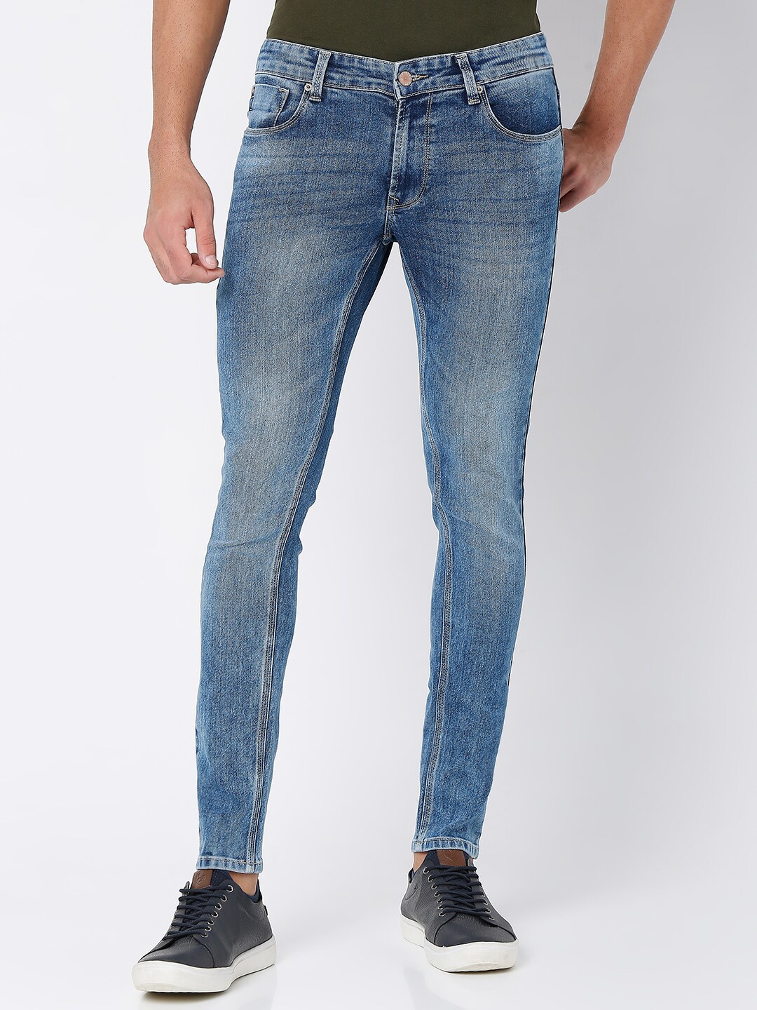 Buy SPYKAR Men Blue Slim Fit Heavy Fade Cotton Jeans - Jeans for Men ...