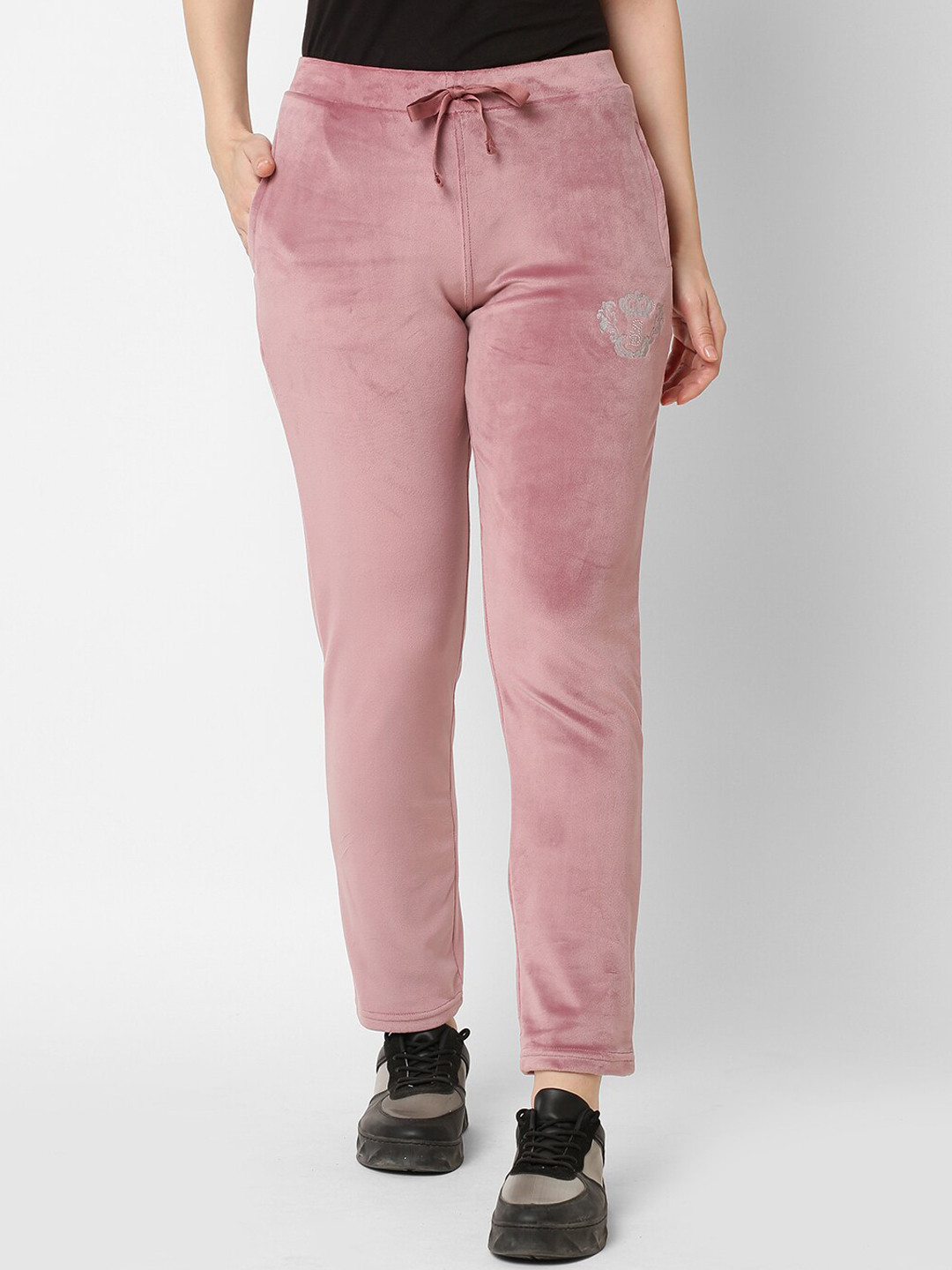 Buy Sweet Dreams Women Pink Velvet Track Pant Track Pants for Women