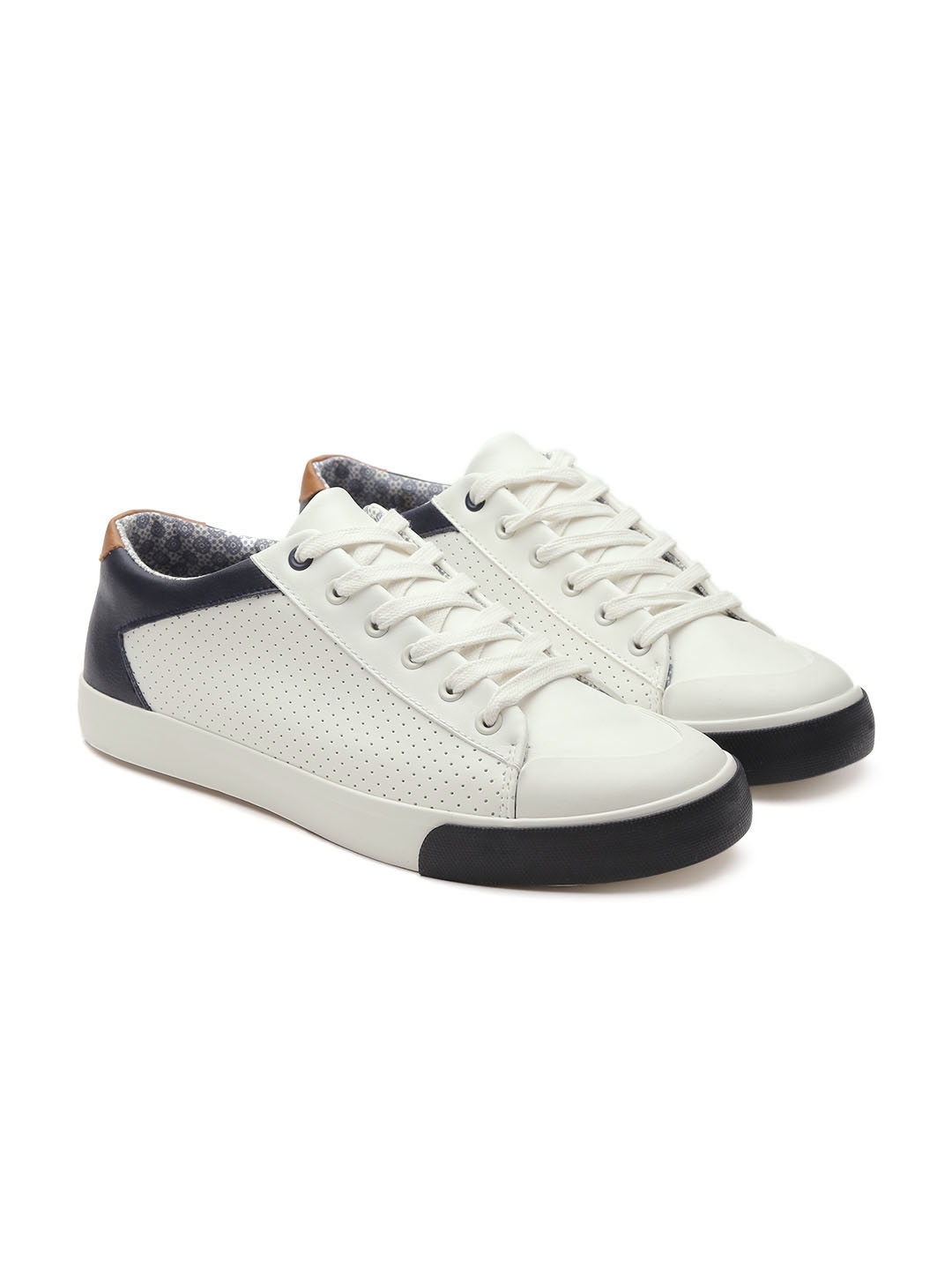 united colors of benetton men white textured sneakers