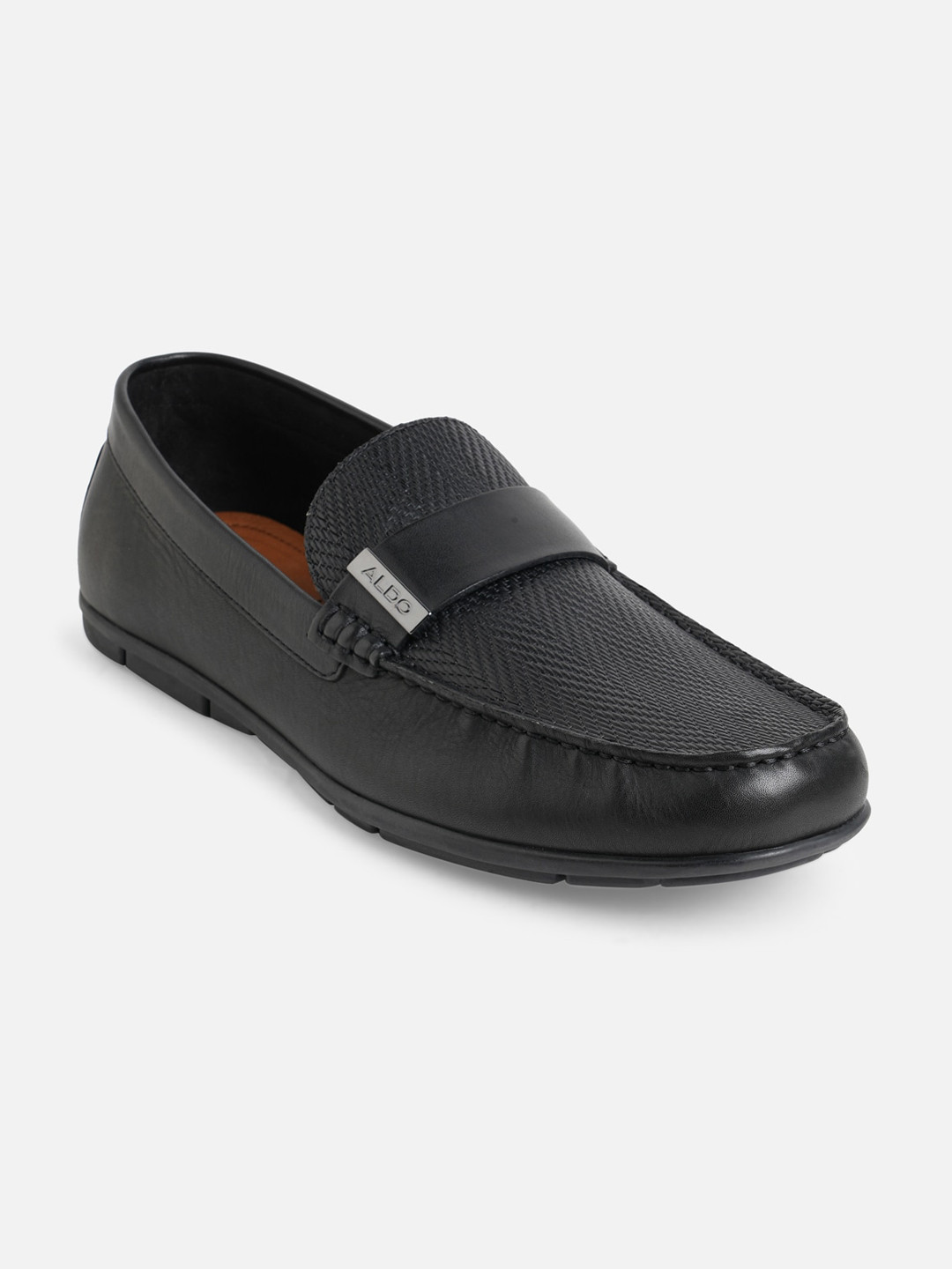 Buy ALDO Men Black Textured Leather Loafers Casual Shoes for Men