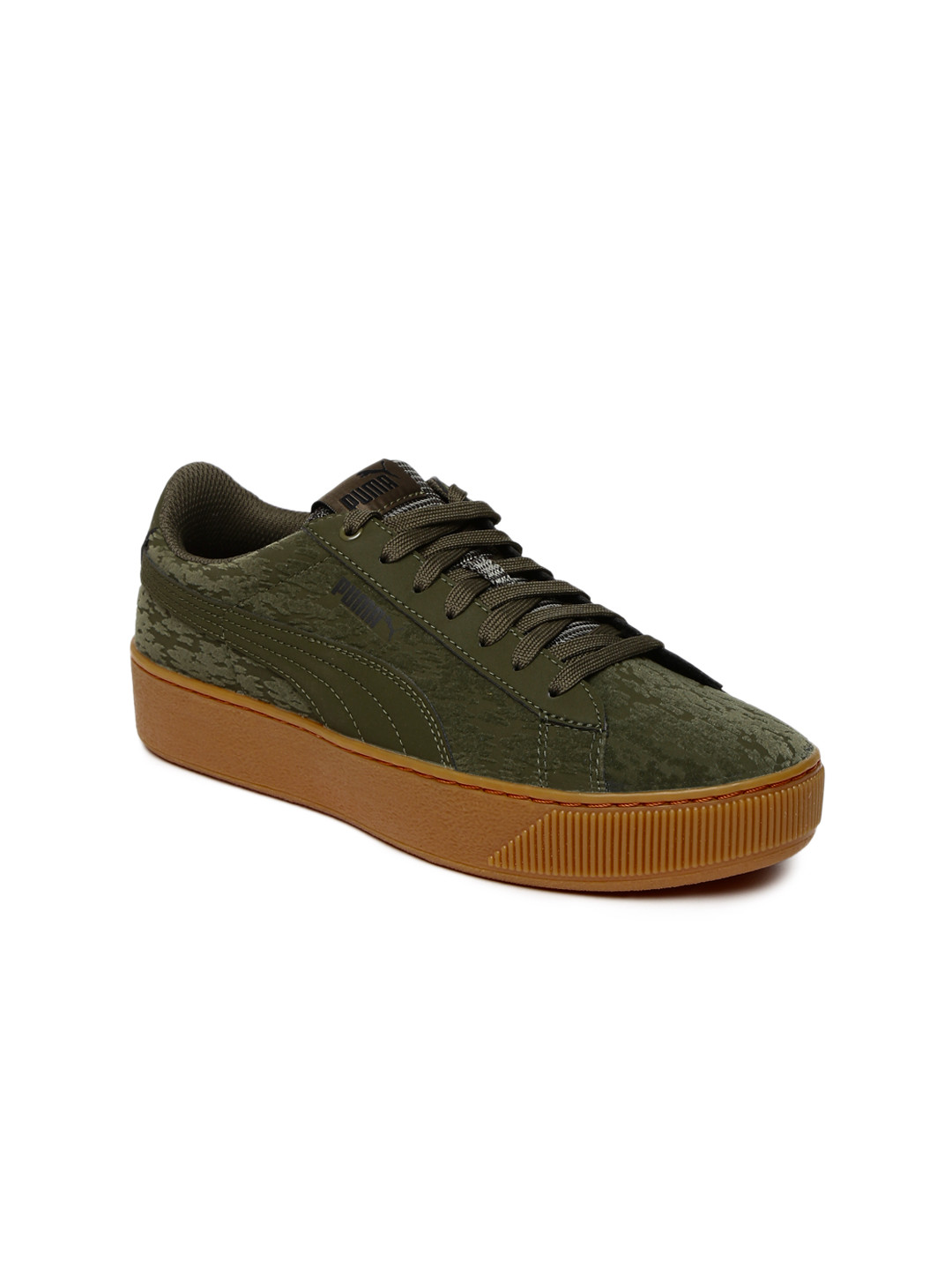 Buy Puma Women Olive Green Vikky Platform VR Sneakers Casual Shoes