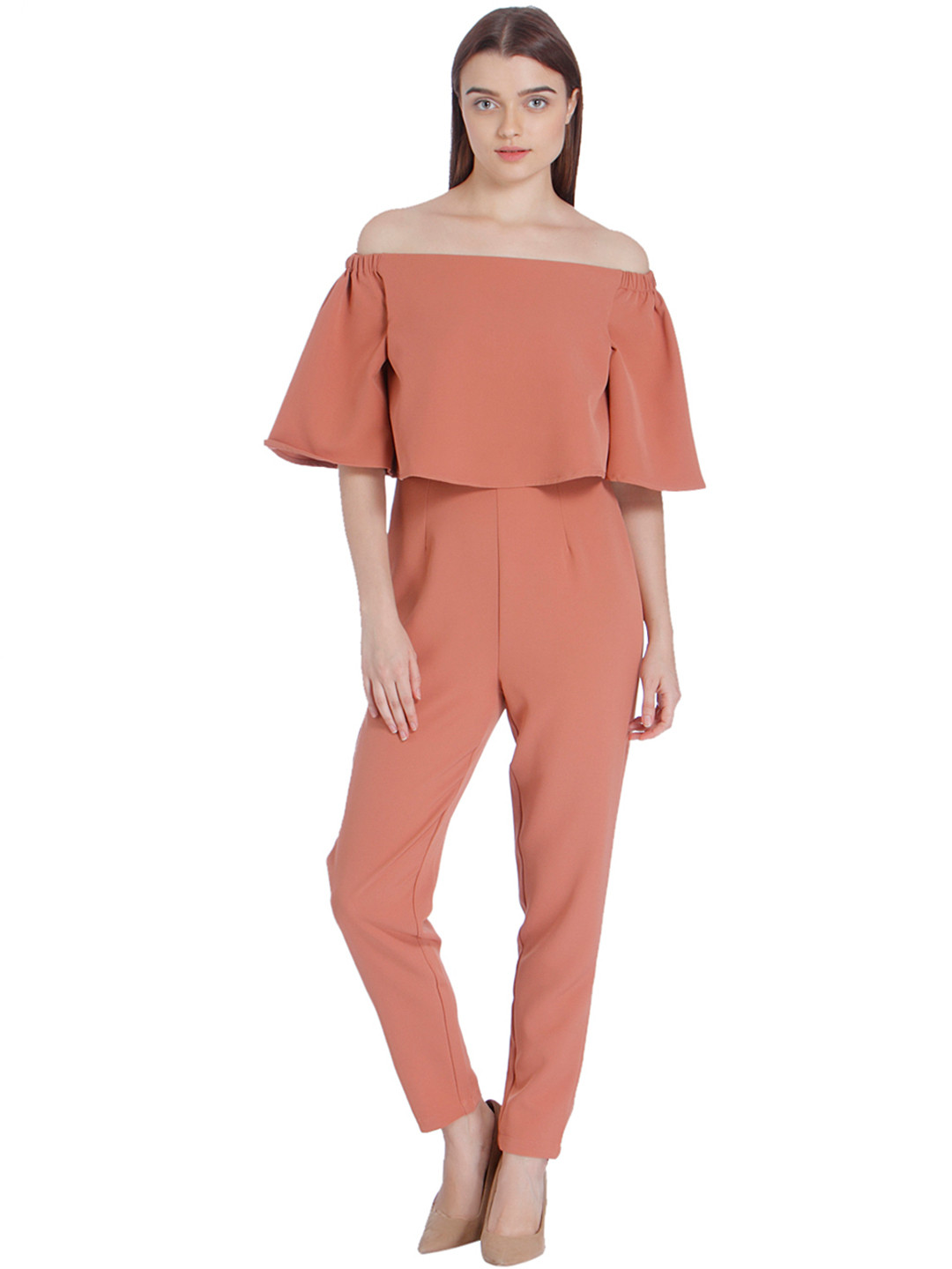 Buy Vero Moda Peach Coloured Off Shoulder Layered Jumpsuit Jumpsuit