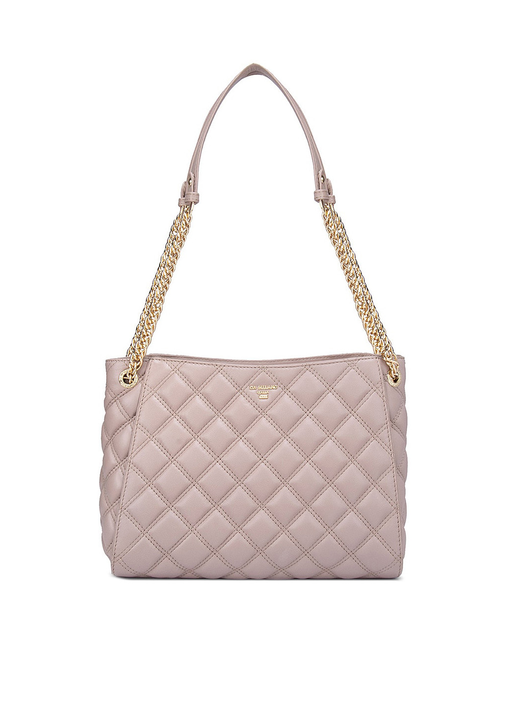 Buy Da Milano Women Beige Leather Structured Shoulder Bag With Quilted