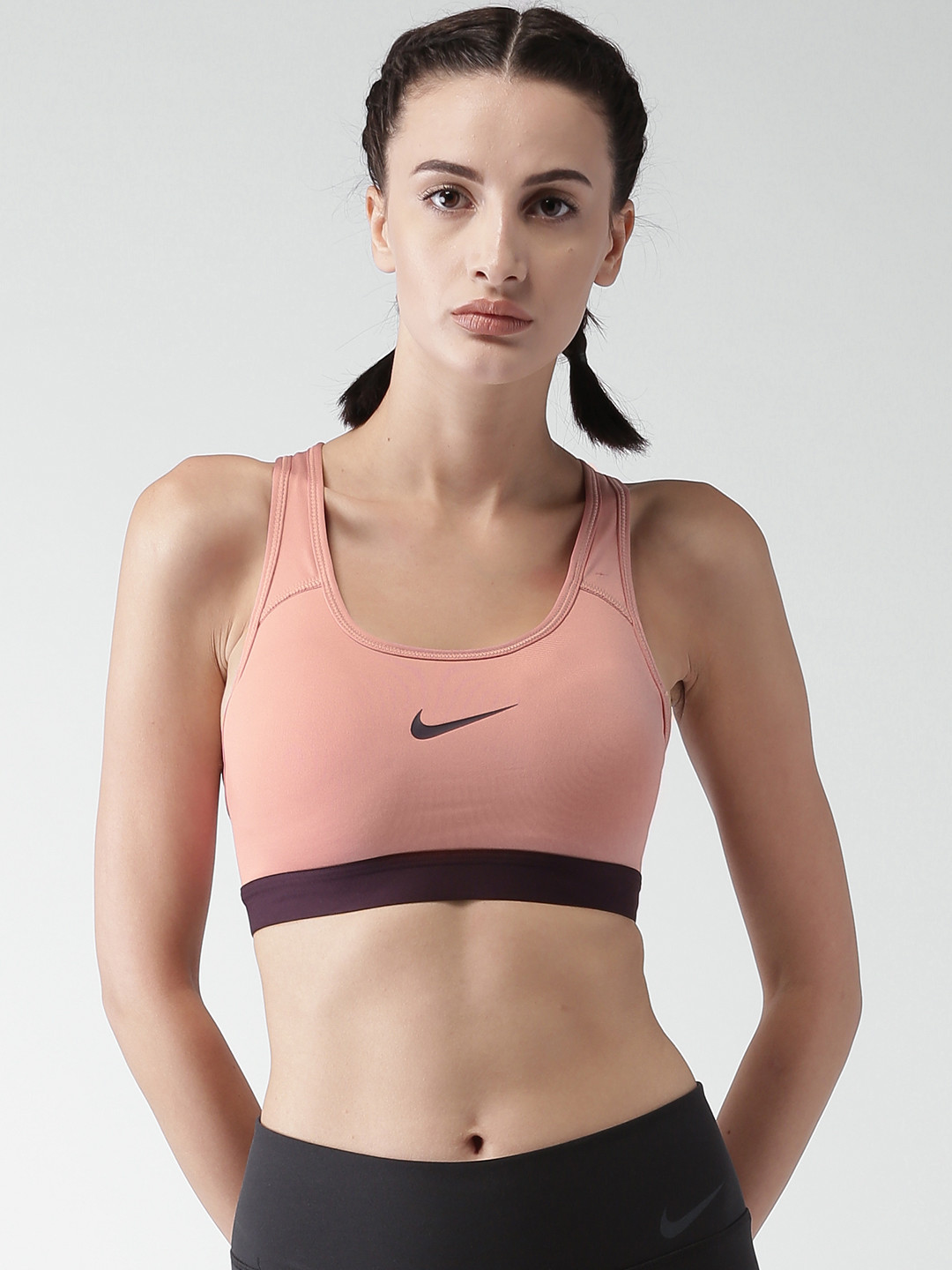 Buy Nike Pink Solid Non Wired Lightly Padded CLASSIC PAD Sports Bra