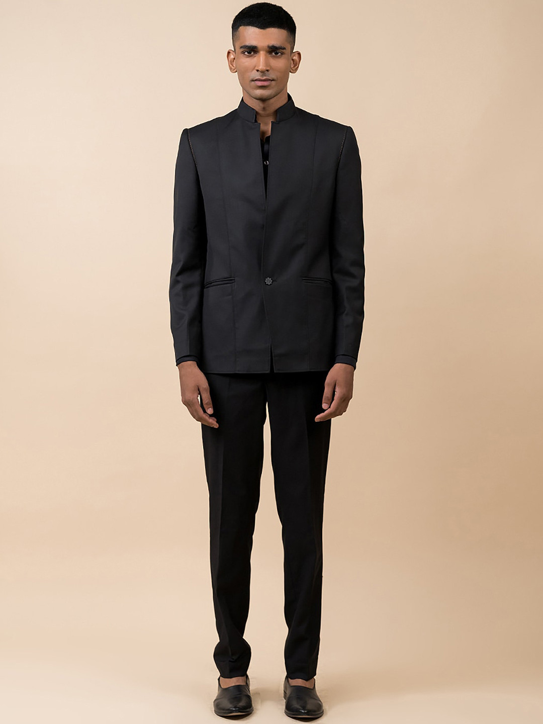 Buy Tasva Men Black Solid Slim Fit Polyester Blazers - Blazers for Men ...