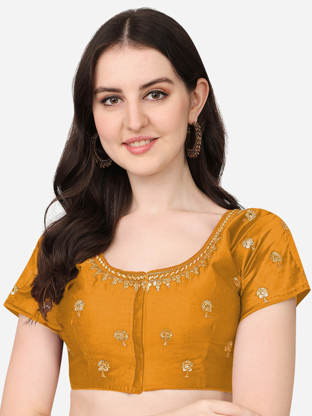 Buy Sumaira Tex Yellow & Gold Coloured Embroidered Saree Blouse Saree