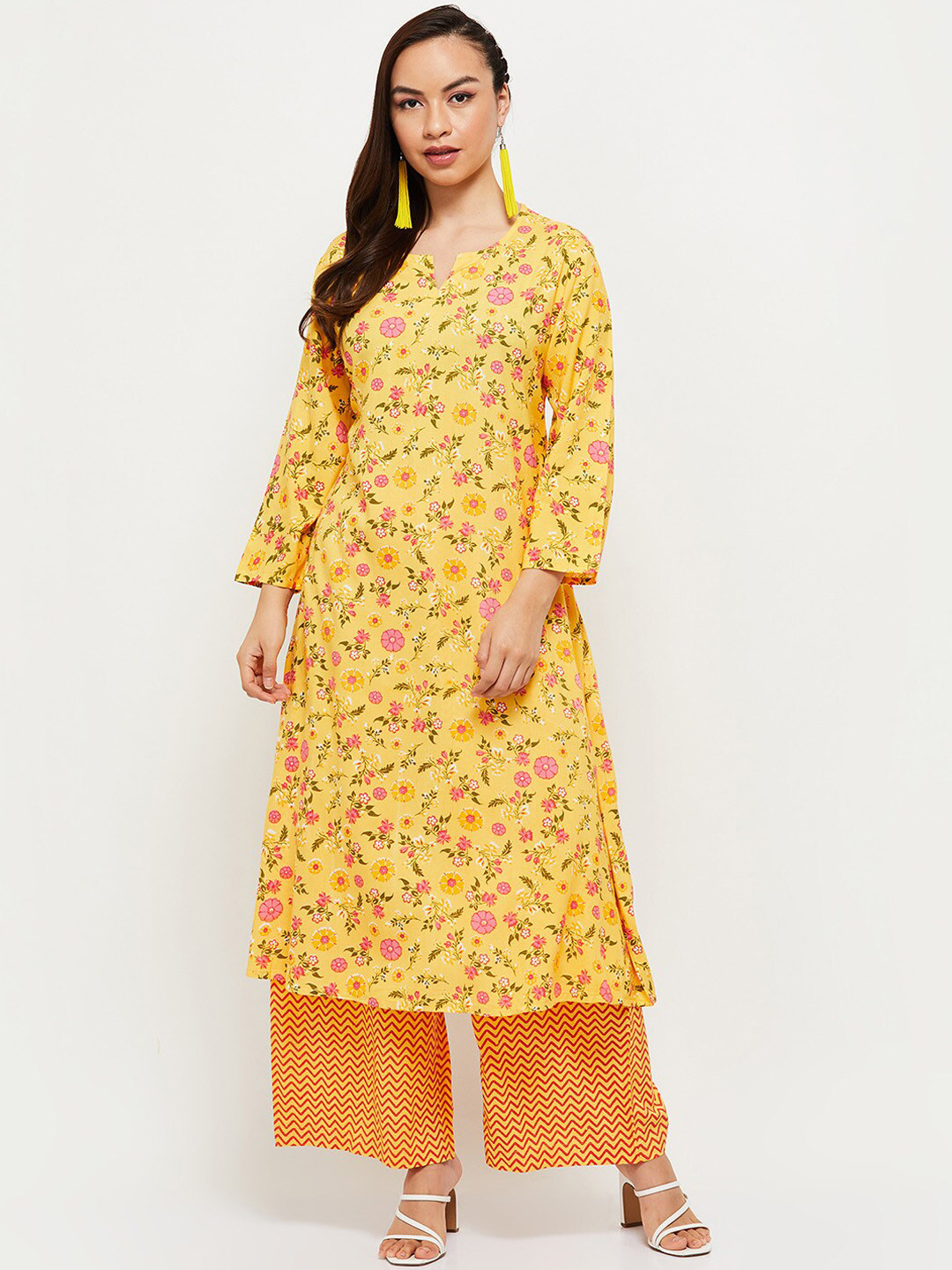 Girls Pink Floral  Printed Kurta with Palzzzo main image 1