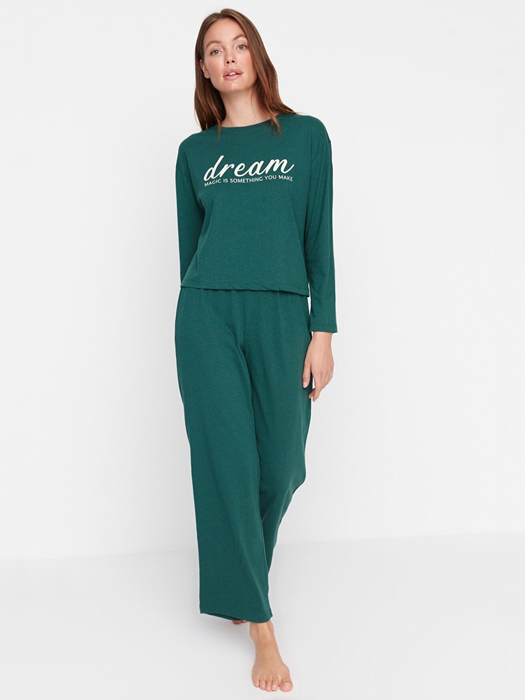 Green Ribbed Night Suit main image 0