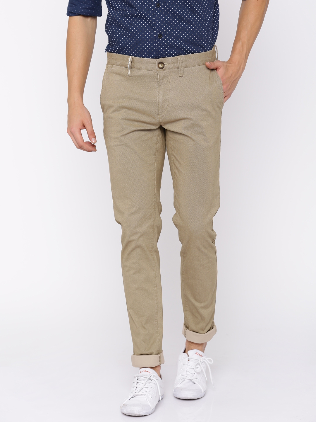 Buy U.S. Polo Assn. Men Khaki Slim Fit Printed Chinos - Trousers for ...