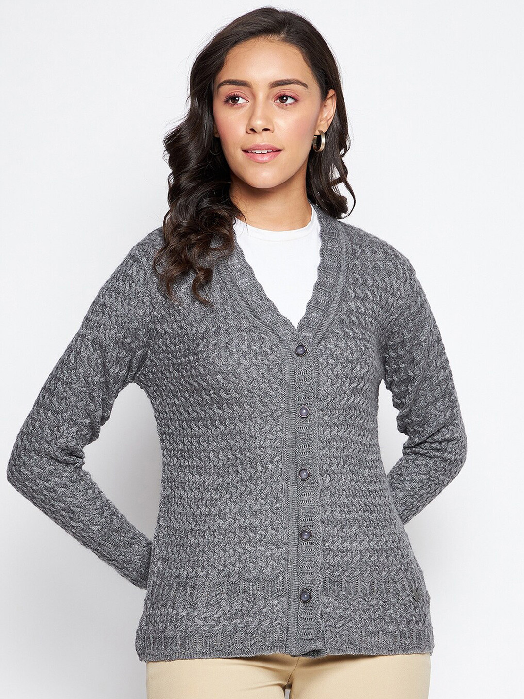 Buy Duke Women Grey Cable Knit Cardigan Sweaters for Women 20433694