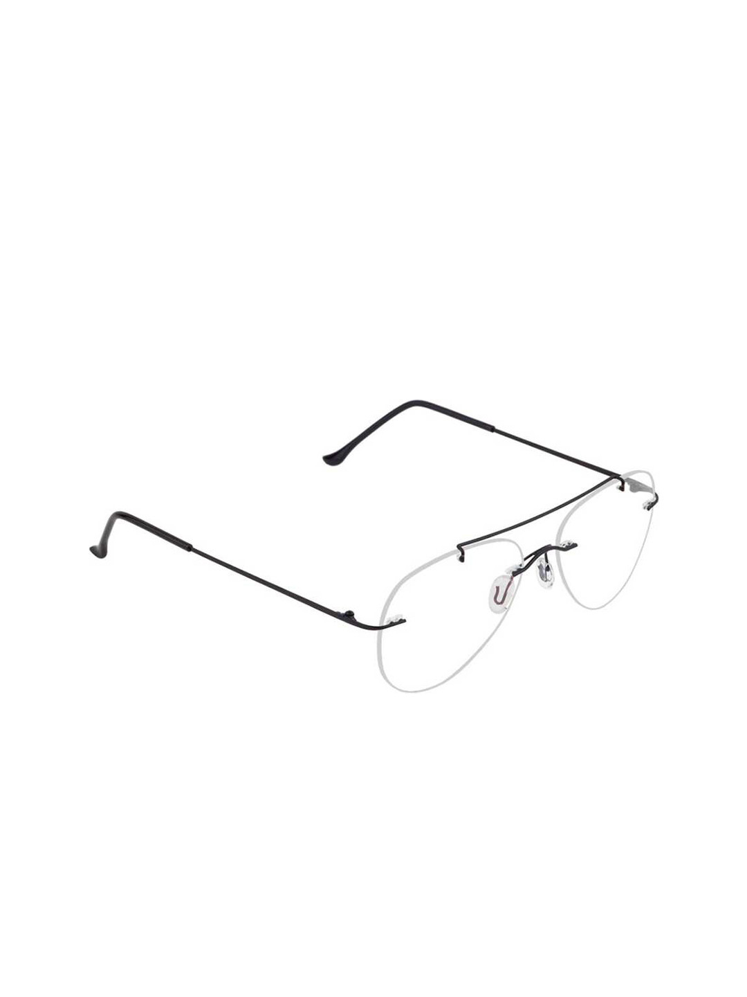 Buy OPTIFY Unisex Clear Lens & Black Aviator Sunglasses With UV