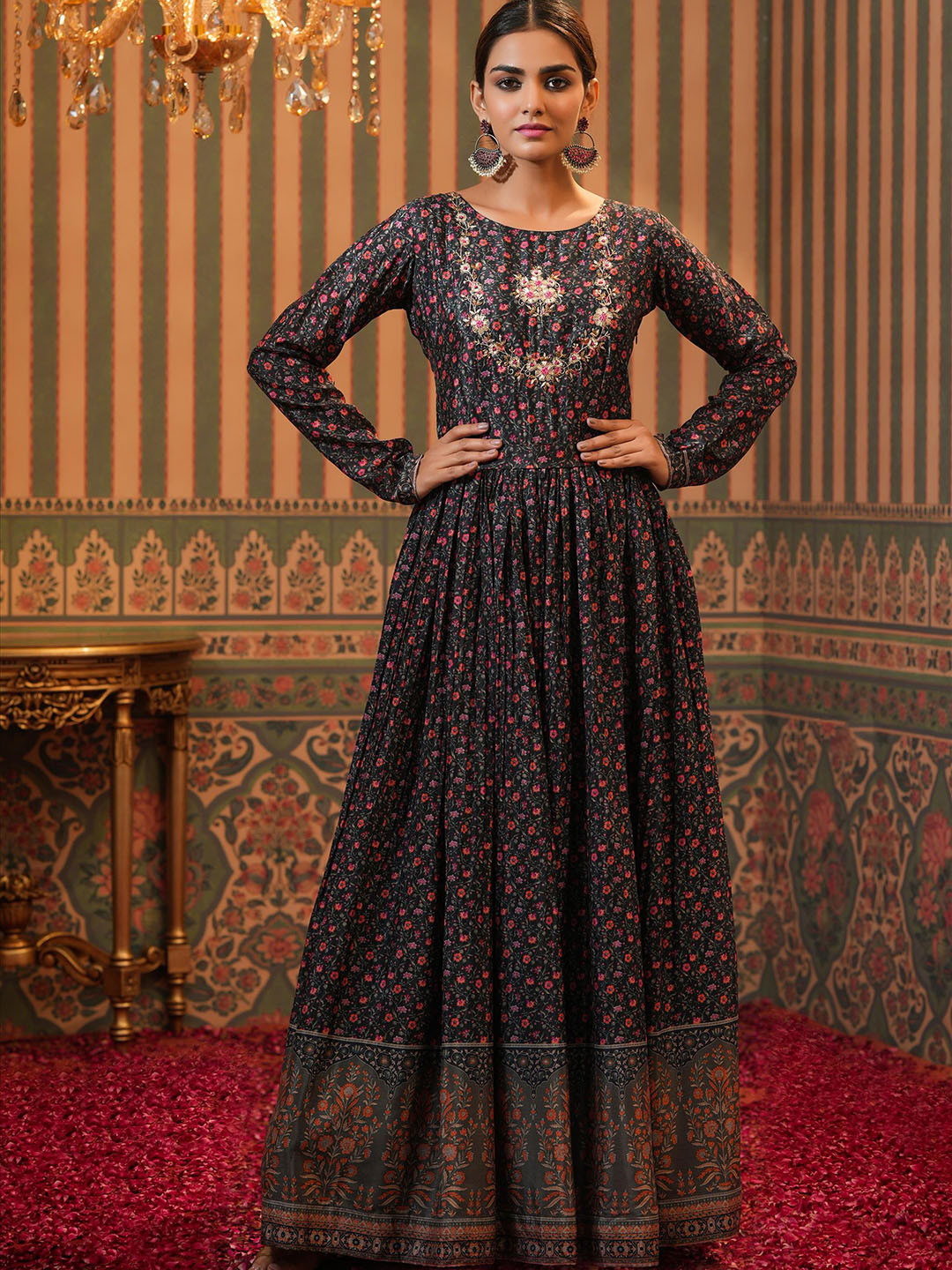 Women's Red Ethnic Motifs Anarkali Kurta
