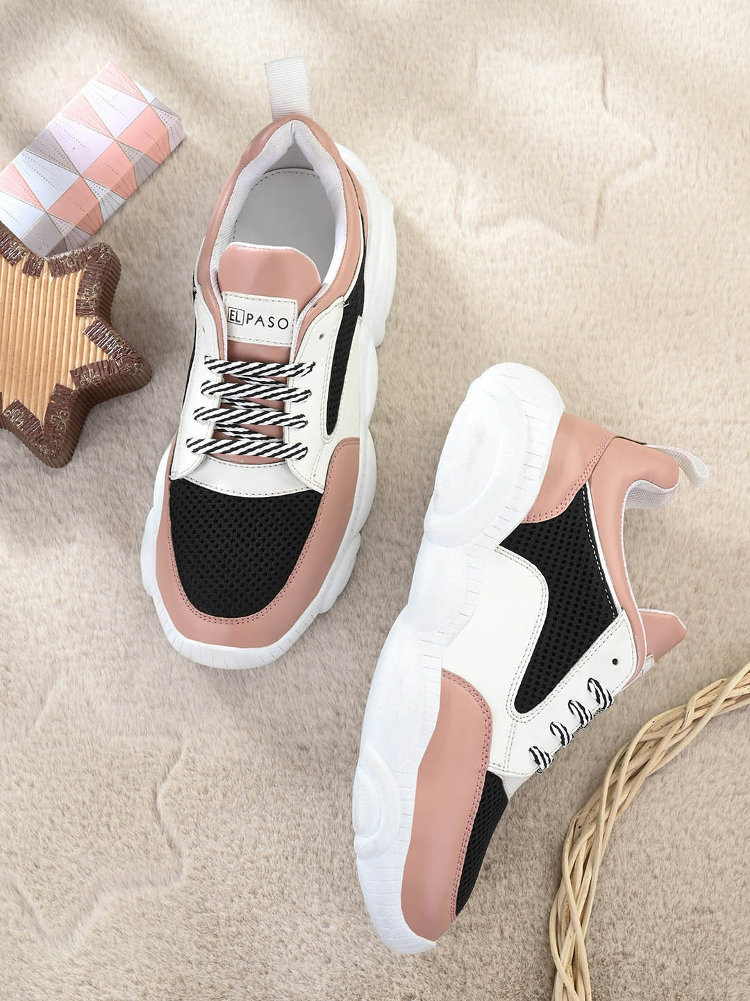 Buy El Paso Women White Colourblocked Lightweight Sneakers Casual