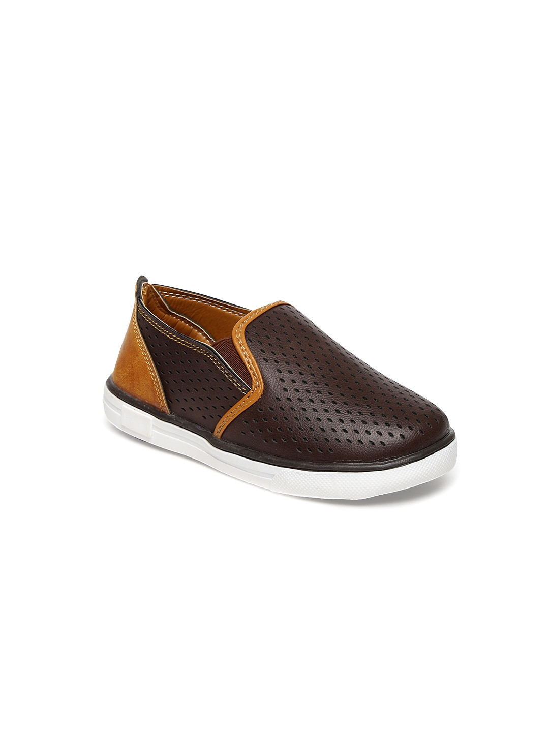 Buy Kittens Boys Brown Laser Cut Slip On Sneakers Casual Shoes for