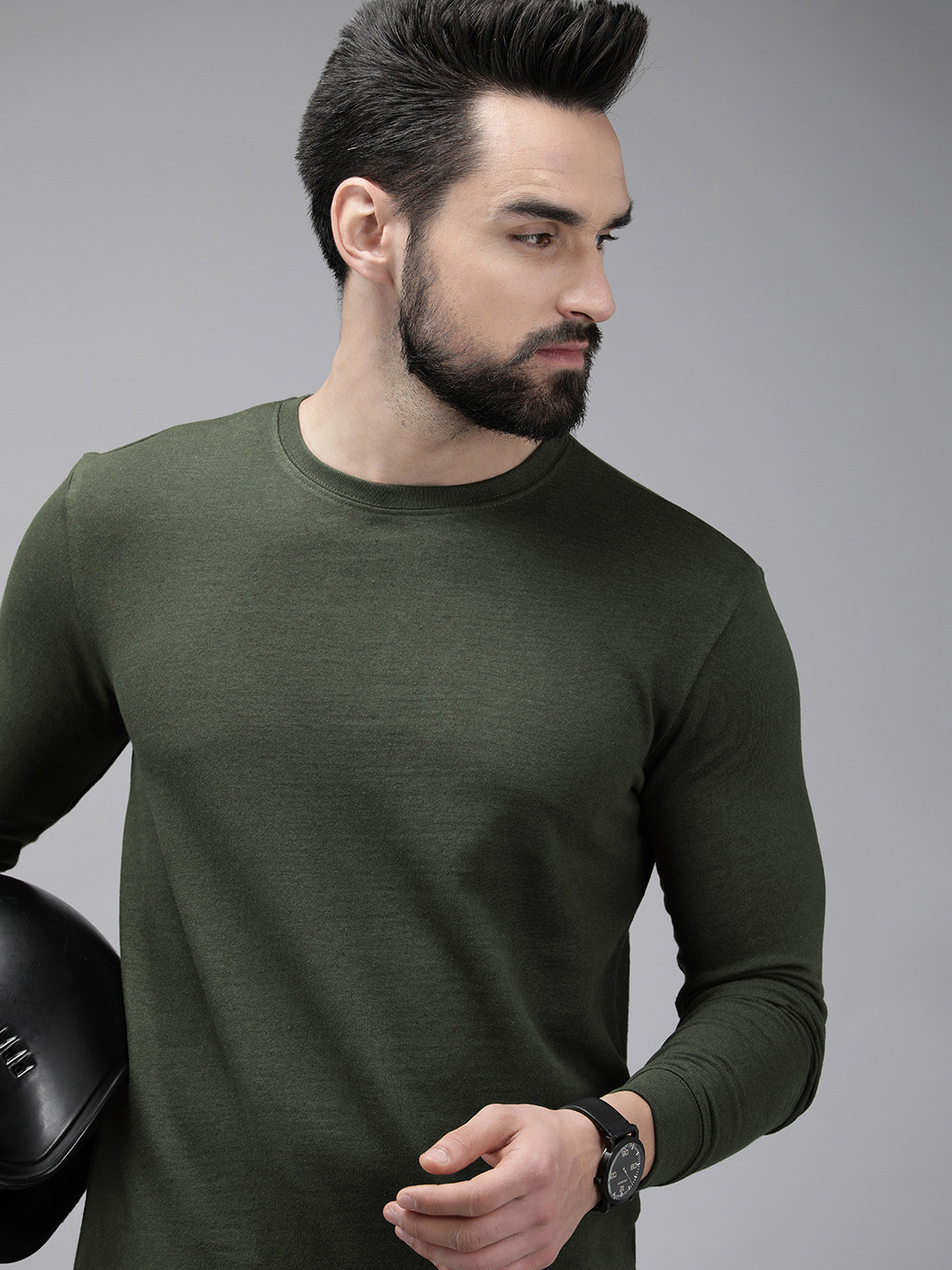 Buy Roadster Men Olive Green Sweatshirt Sweatshirts for Men 20441946