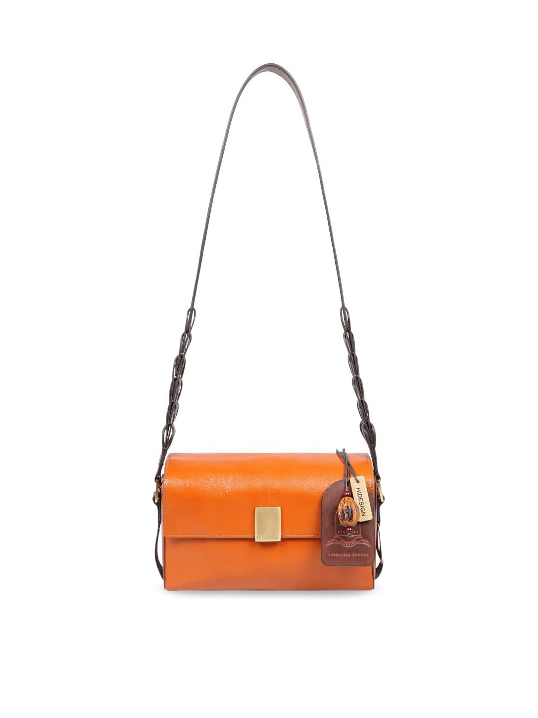 Buy Hidesign Orange Leather Structured Sling Bag Handbags for Women