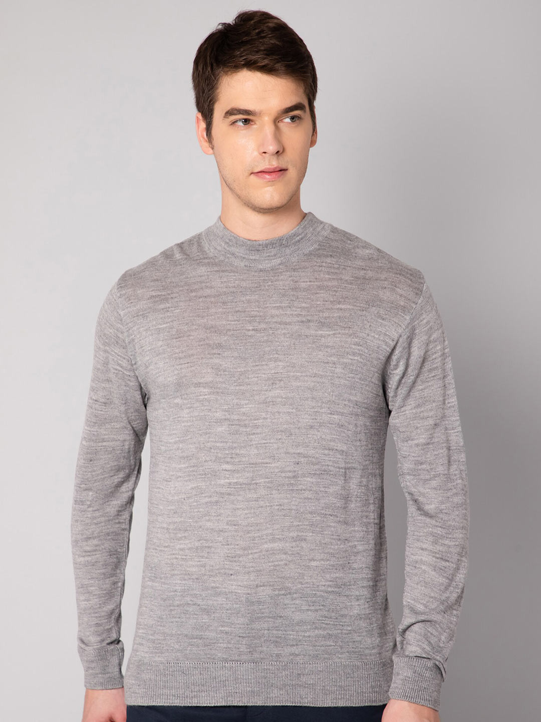 Buy Cantabil Men Grey Melange Solid Pullover Sweaters for Men
