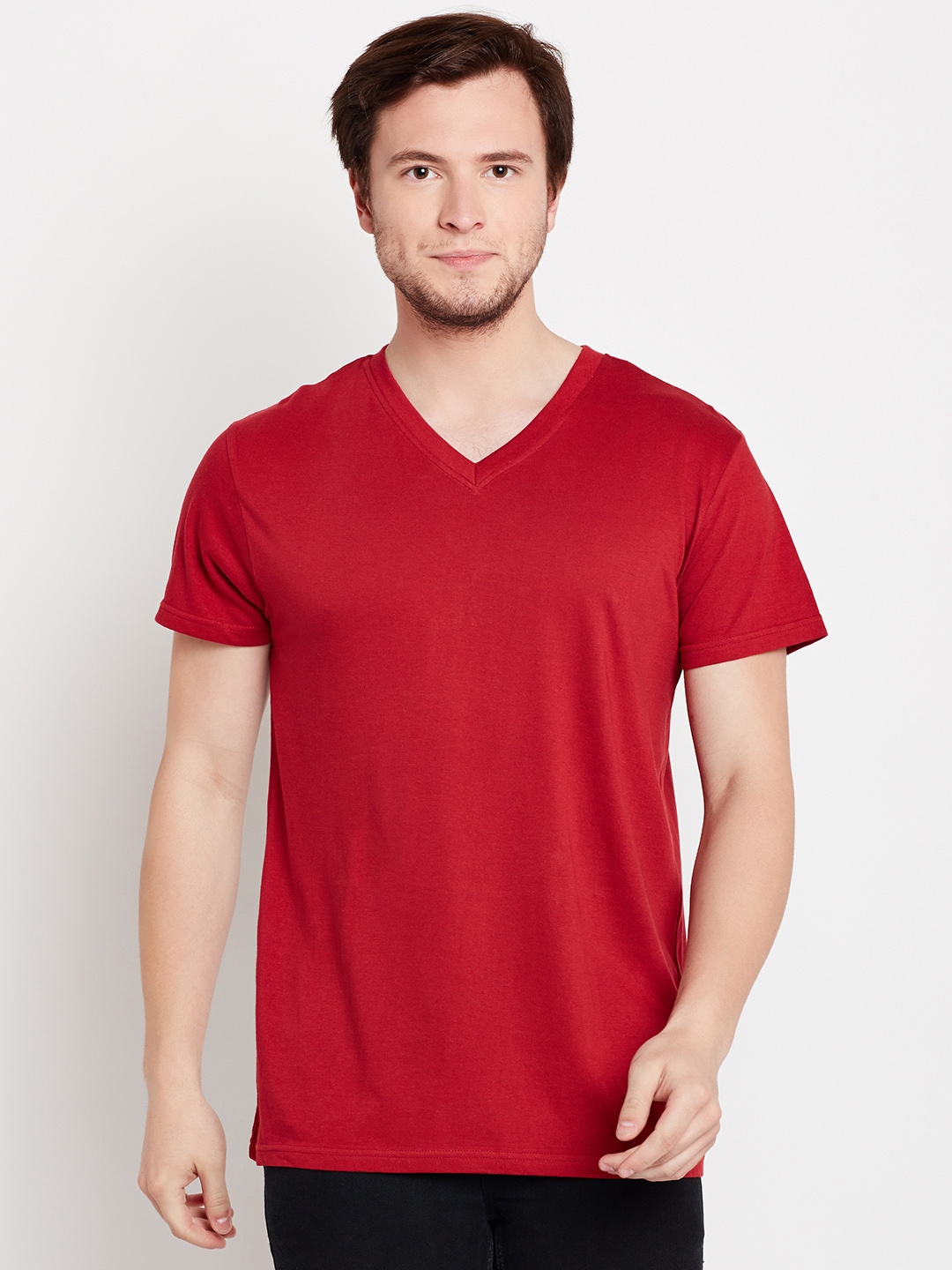 Buy Hanes Red Solid Lounge T Shirt MPH75 125 - Lounge Tshirts for Men ...
