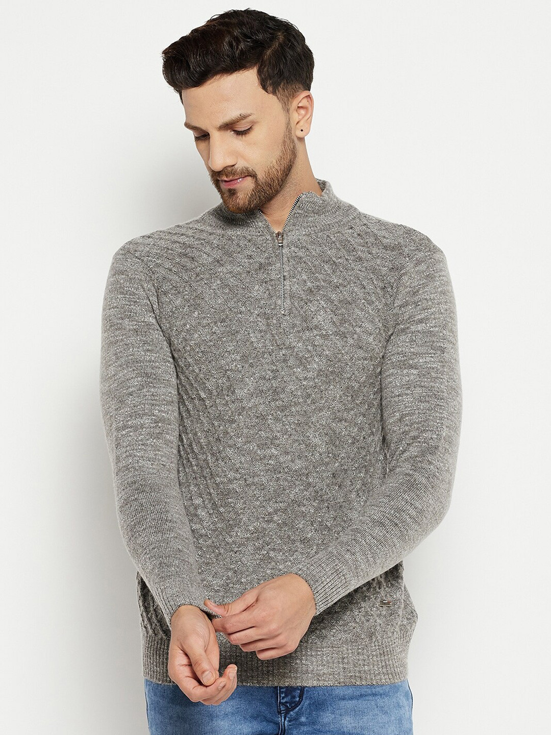 Buy Duke Men Grey Ribbed Pullover Sweaters for Men 20444198 Myntra