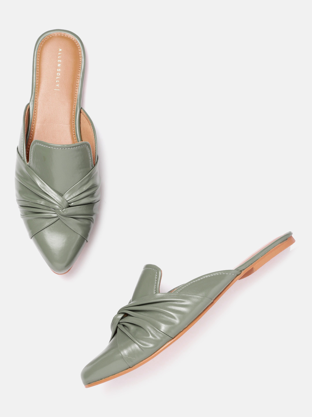 Buy Allen Solly Women Sage Green Solid Mules Flats for Women 20446028