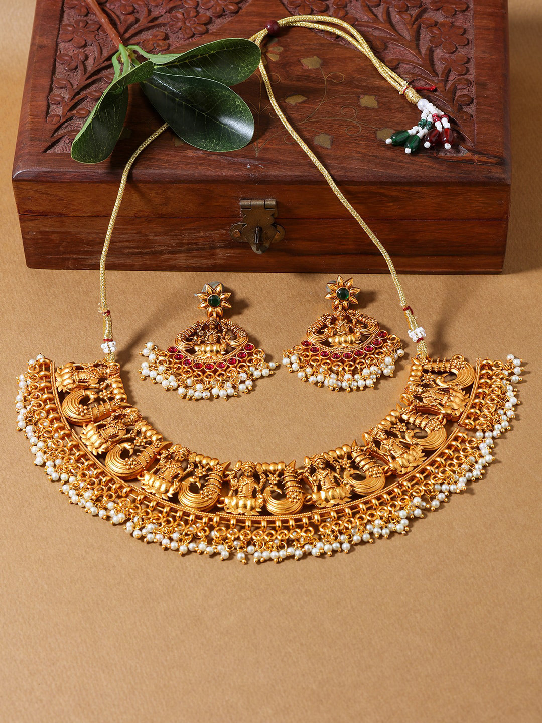 Buy AccessHer Gold Plated & Toned Pink & Green Artificial Stones