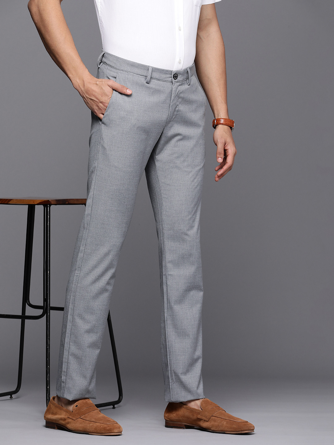 Buy Allen Solly Men Striped Slim Fit Casual Trousers Trousers for Men 20448956 Myntra