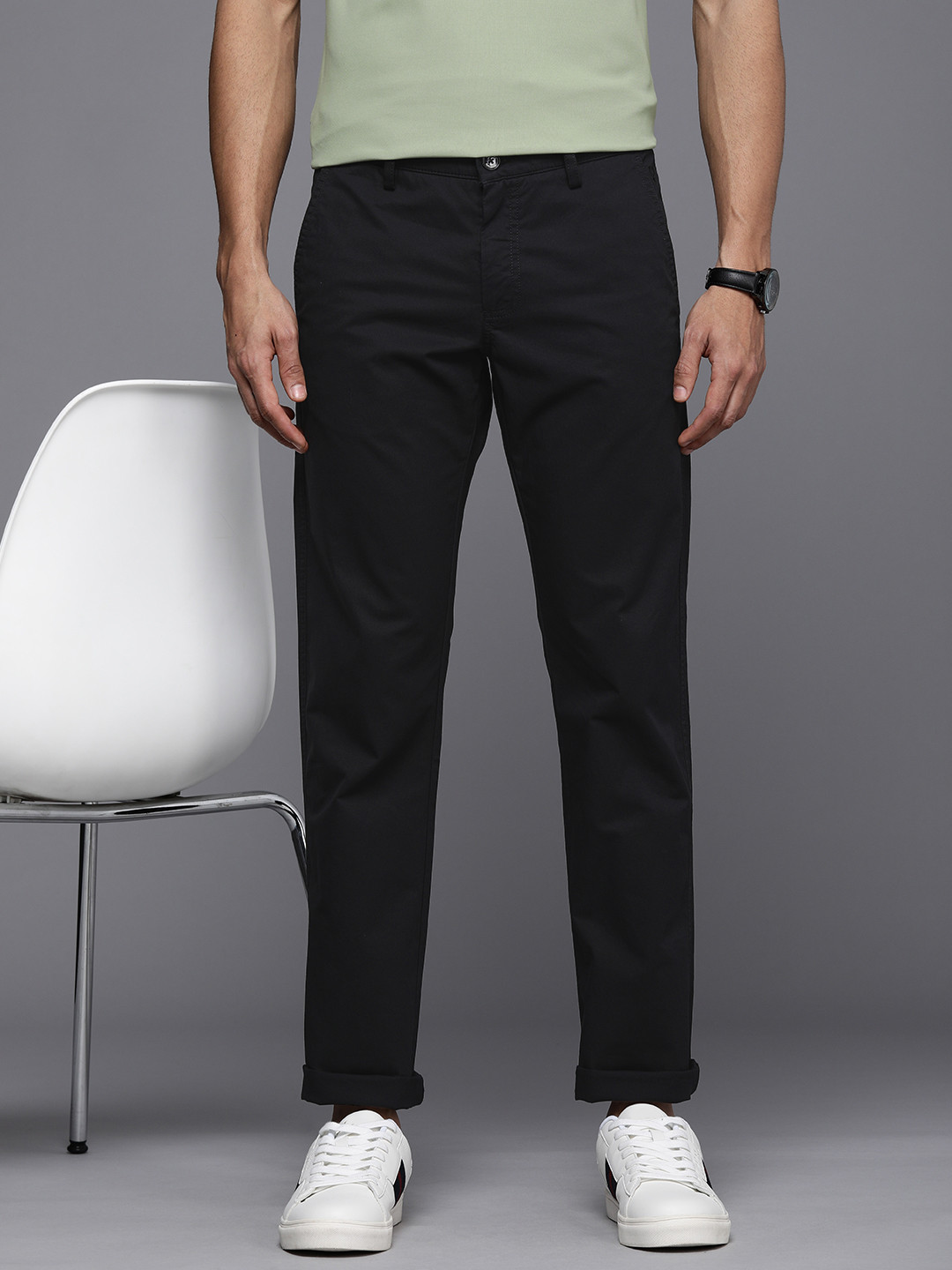 Buy Allen Solly Men Solid Slim Fit Trousers - Trousers for Men 20449014 ...