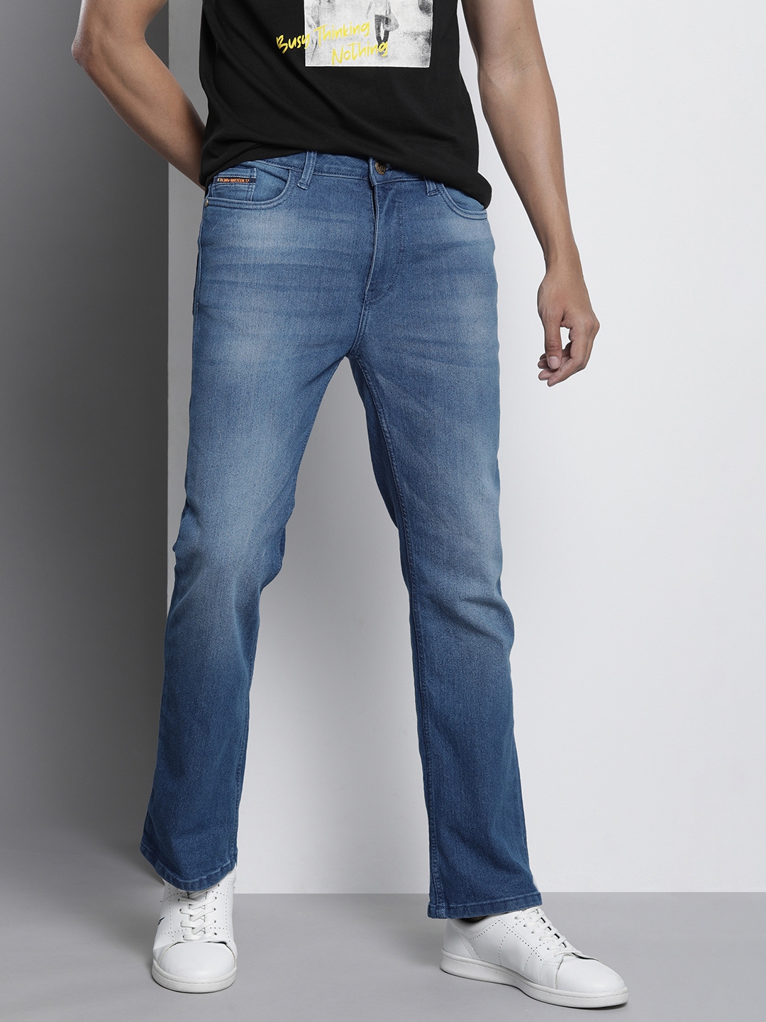 Buy The Indian Garage Co Men Bootcut Light Fade Stretchable Jeans ...