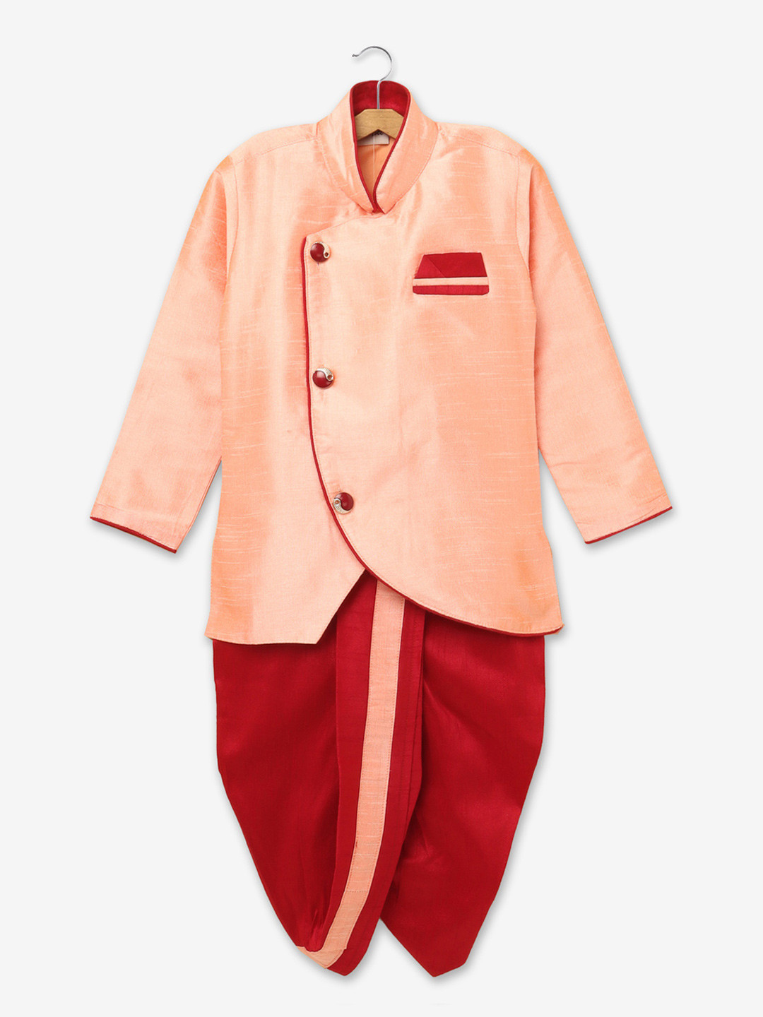 Boys kurta Dhoti set - Pinkish and Dark Purple Dhoti  chain Included