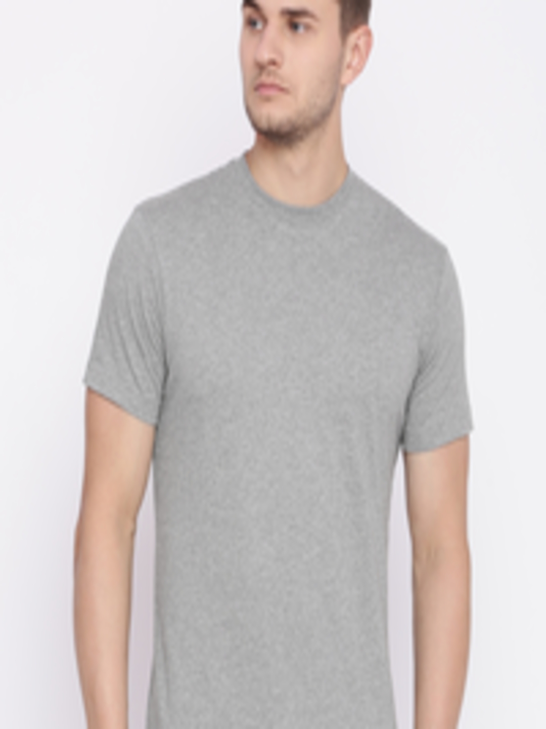 Buy Jockey Men Grey Melange Solid Round Neck T Shirt - Tshirts for Men ...