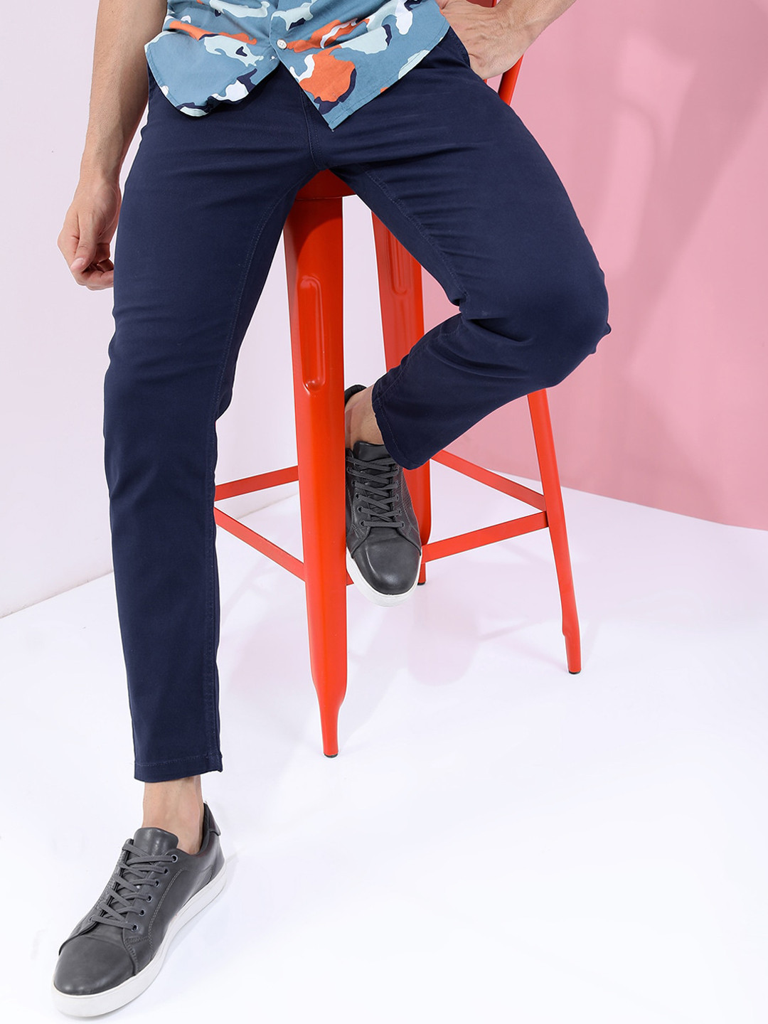 Buy HIGHLANDER Men Blue Tapered Fit Chinos Trouser - Trousers for Men ...