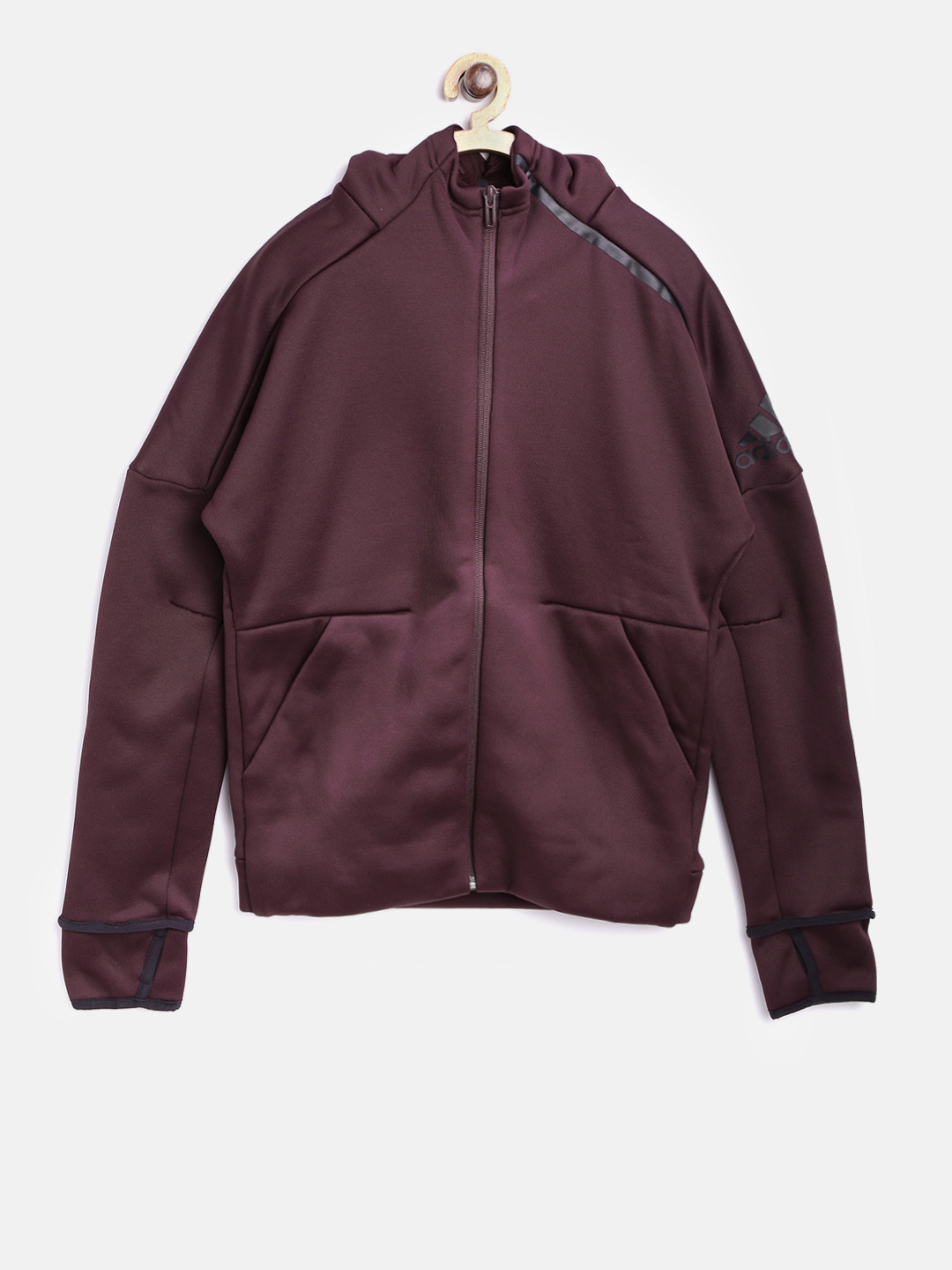 Buy ADIDAS Boys Burgundy ZNE HEAT Hooded Sports Jacket Jackets for