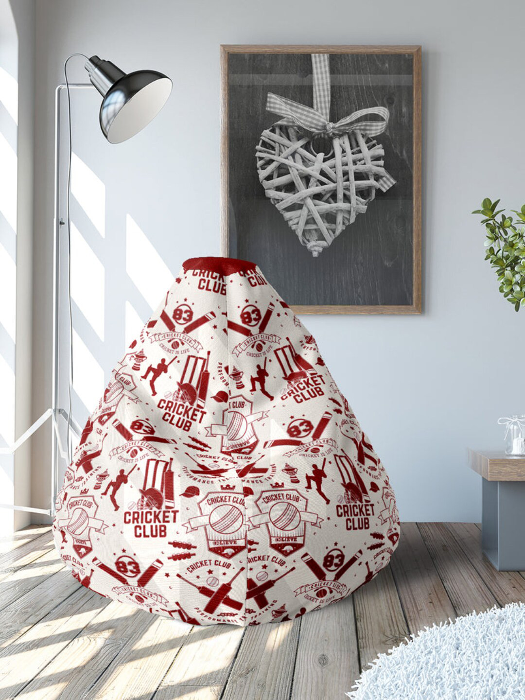 Buy Athome By Nilkamal White & Red Printed Novelty Bean Bag Cover