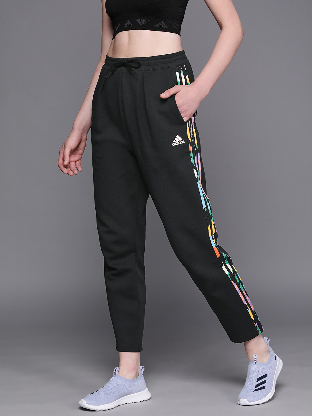 Buy ADIDAS Women Graphic 3 Stripes Regular Fit Track Pants Track
