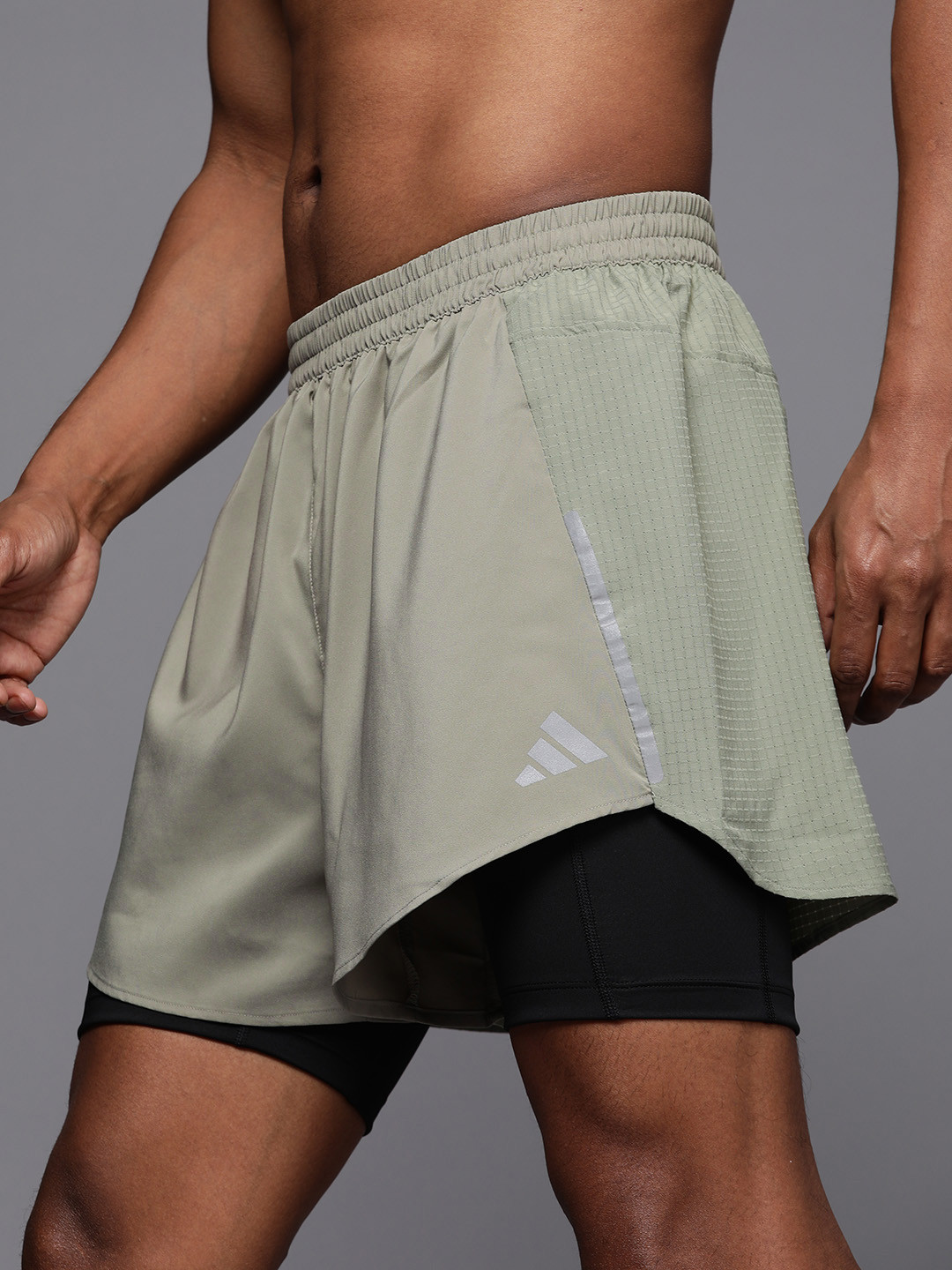 Buy ADIDAS Men AEROREADY Sustainable Self Checked Running 2 IN 1 Shorts