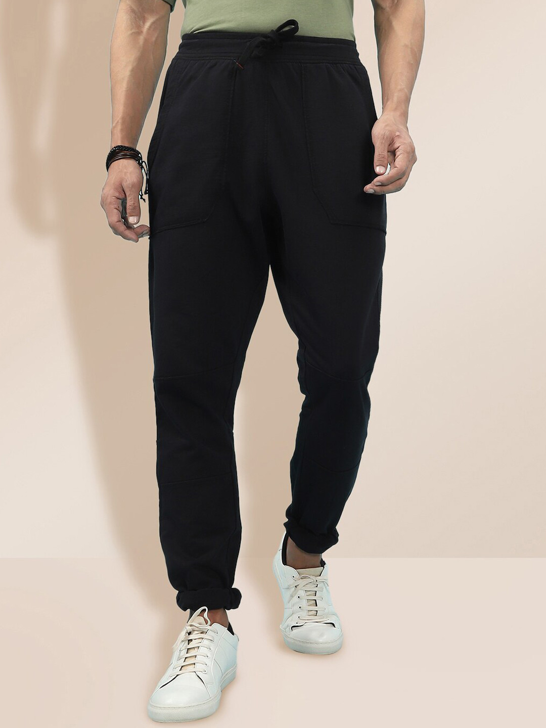 Buy KRA Men Black Tapered Fit Joggers Trousers Trousers for Men