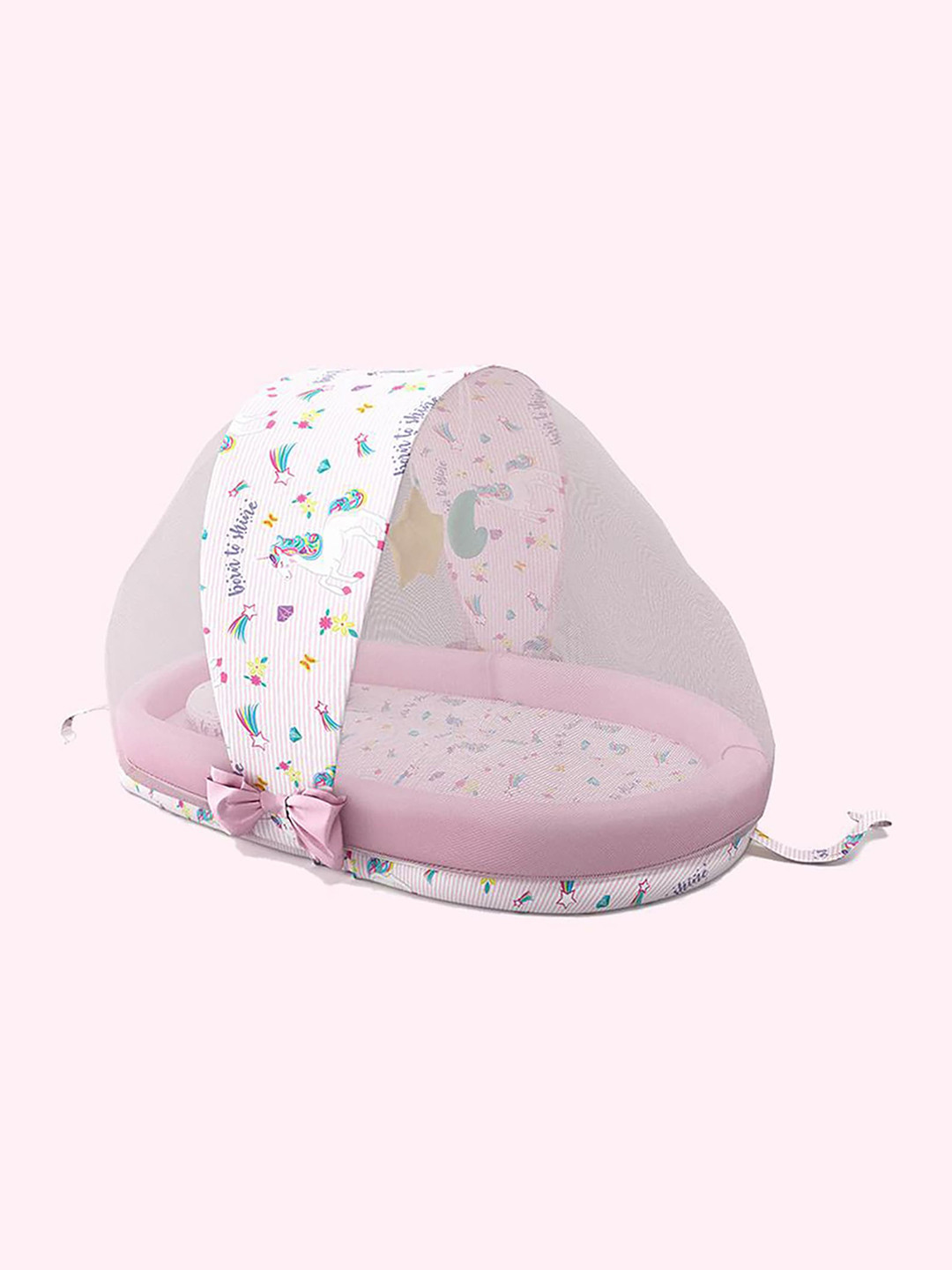 Buy Fancy Fluff Pink Printed Organic Cotton Baby Bed Set Baby Bed