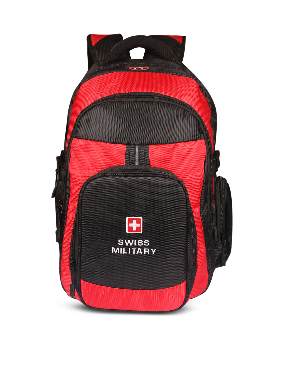 Buy SWISS MILITARY Unisex Black & Red Colourblocked Backpack
